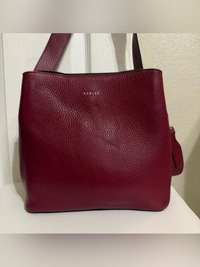 Radley London Burgundy Pebbled Leather Shoulder Bag